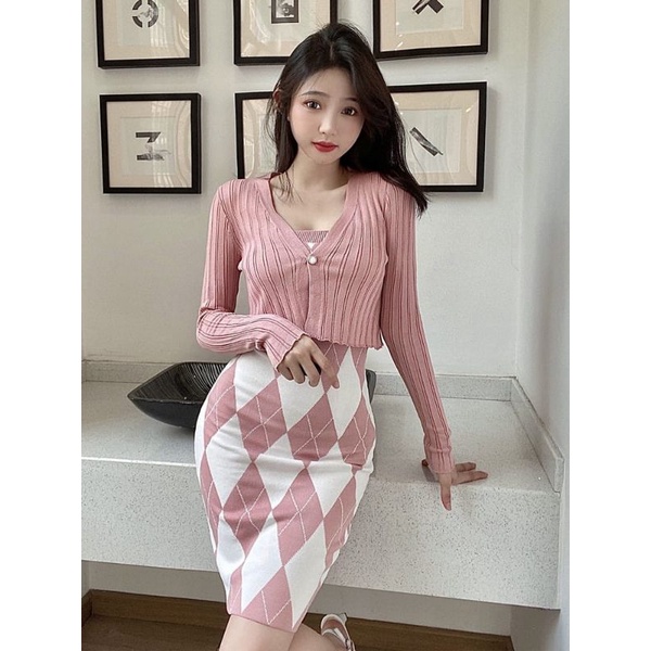 2 in 1 Dress Cardigan KOREAN FASHION GOOD QUALITY Shopee Malaysia