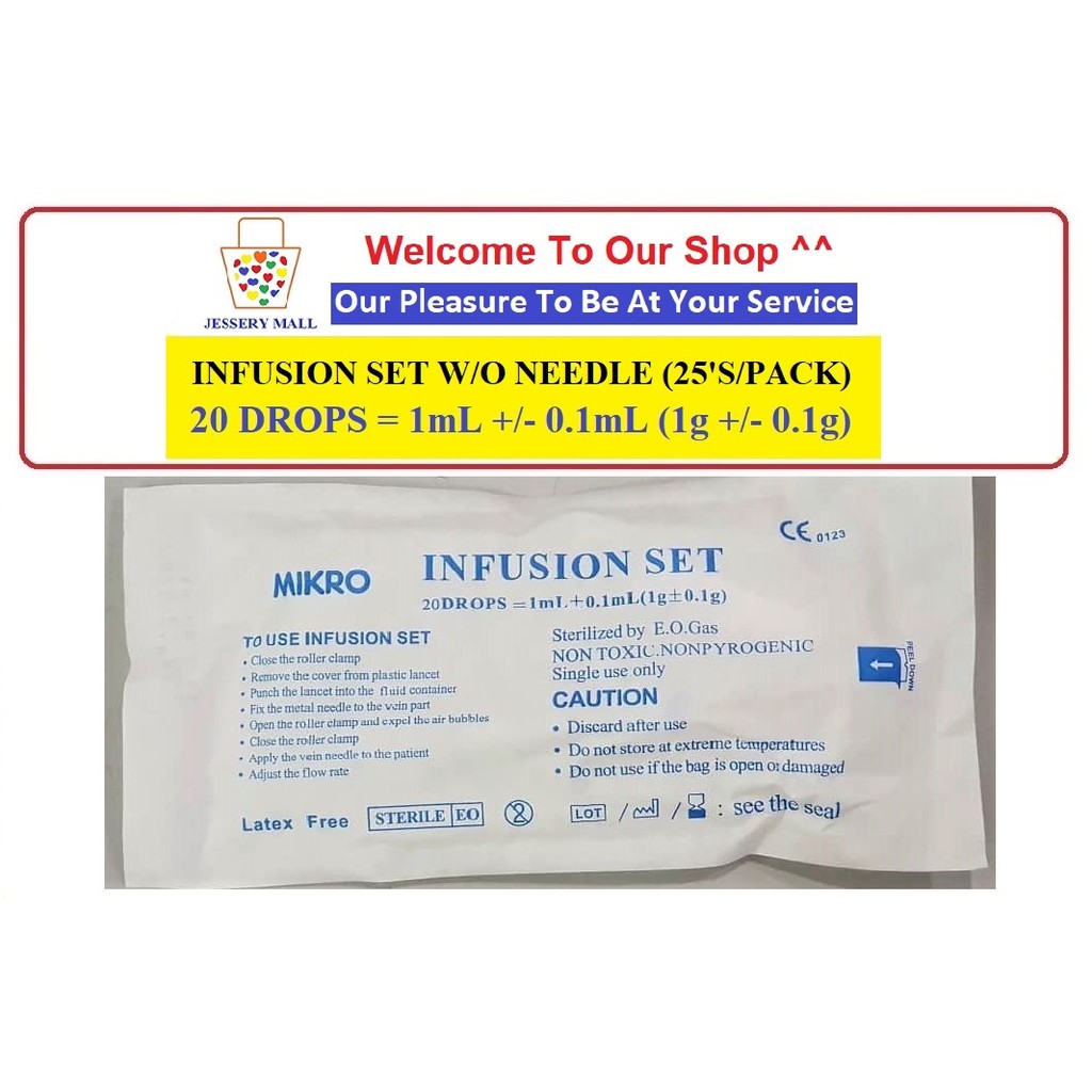 INFUSION SET 20 DROPS WITHOUT NEEDLE (25'S/PACK) | Shopee Malaysia