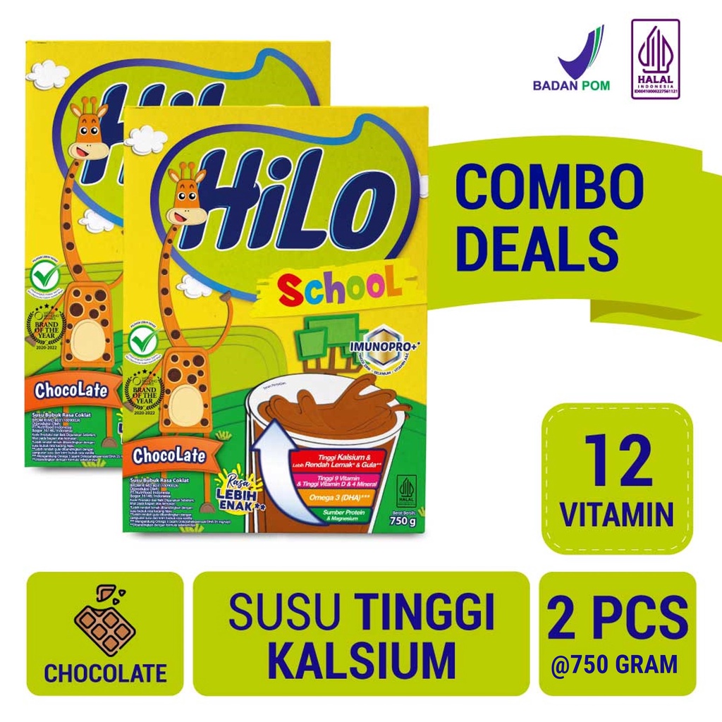 Twin Pack - HiLo School Chocolate 750gram - High Calcium Milk Lower Fat ...