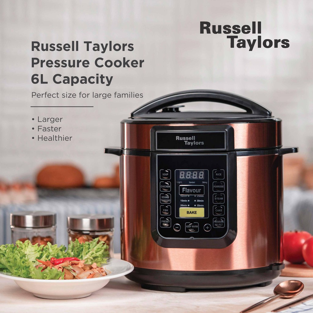 Russell Taylors Dual Pot Pressure Cooker Rice Cooker 2 Pots Steam 6L PC 60