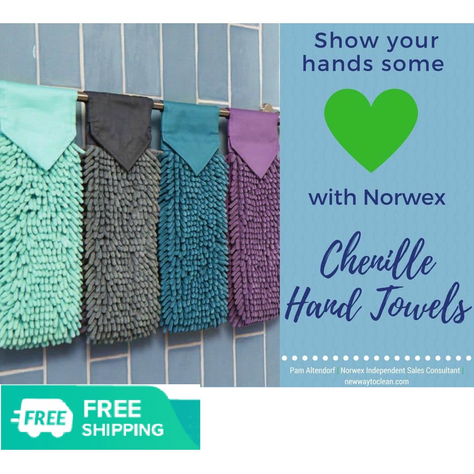 Norwex chenille discount hand towel teal