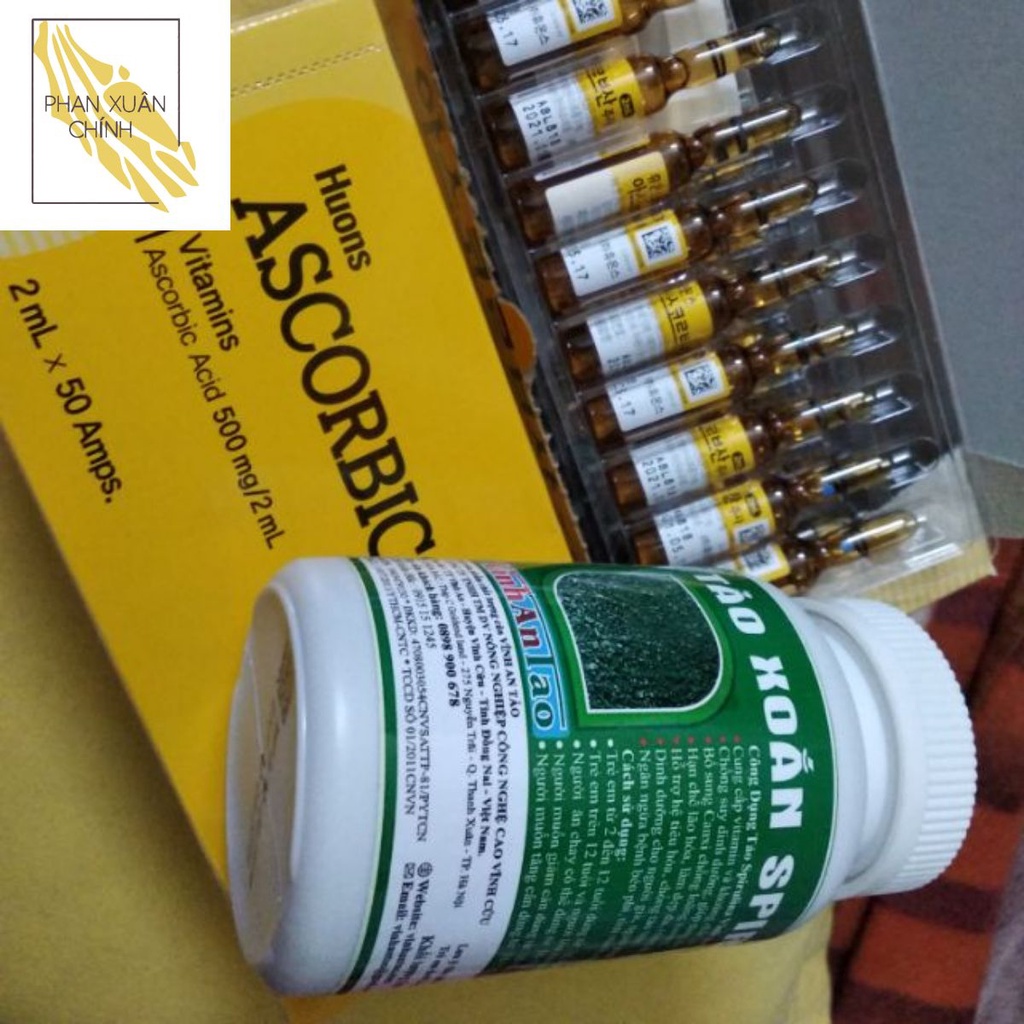 Combo 1 Vinh an Spirulina Bottle & 10 Korean vitamin Huons C Tubes