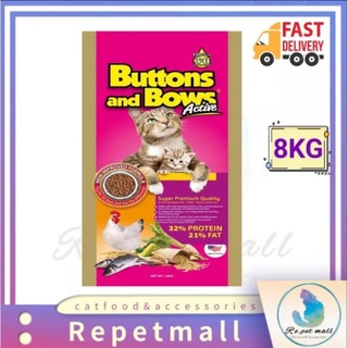 Buttons and shop bows cat food