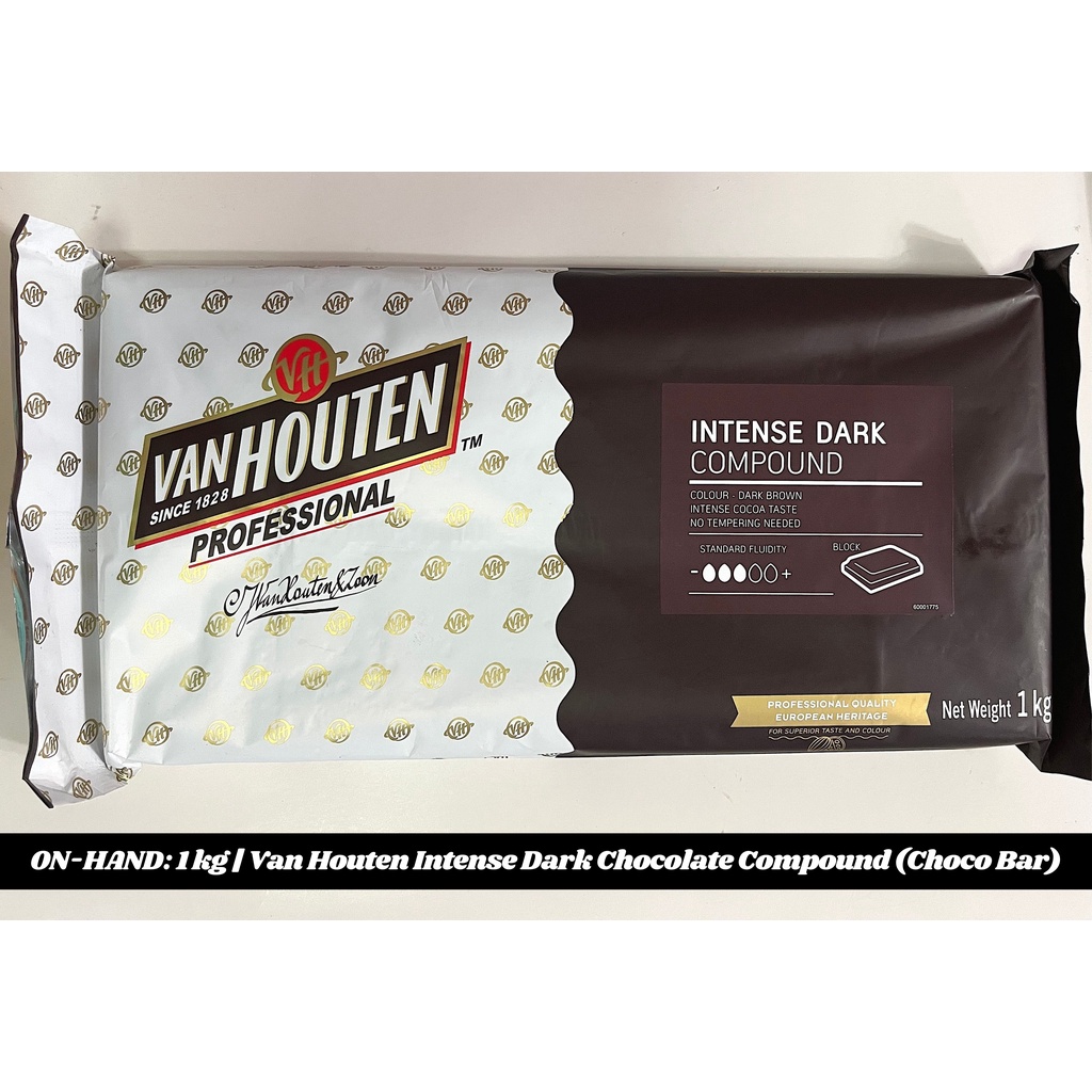 (exp Oct 2024) 1kg Van Houten Intense Dark Chocolate Baking Compound ...