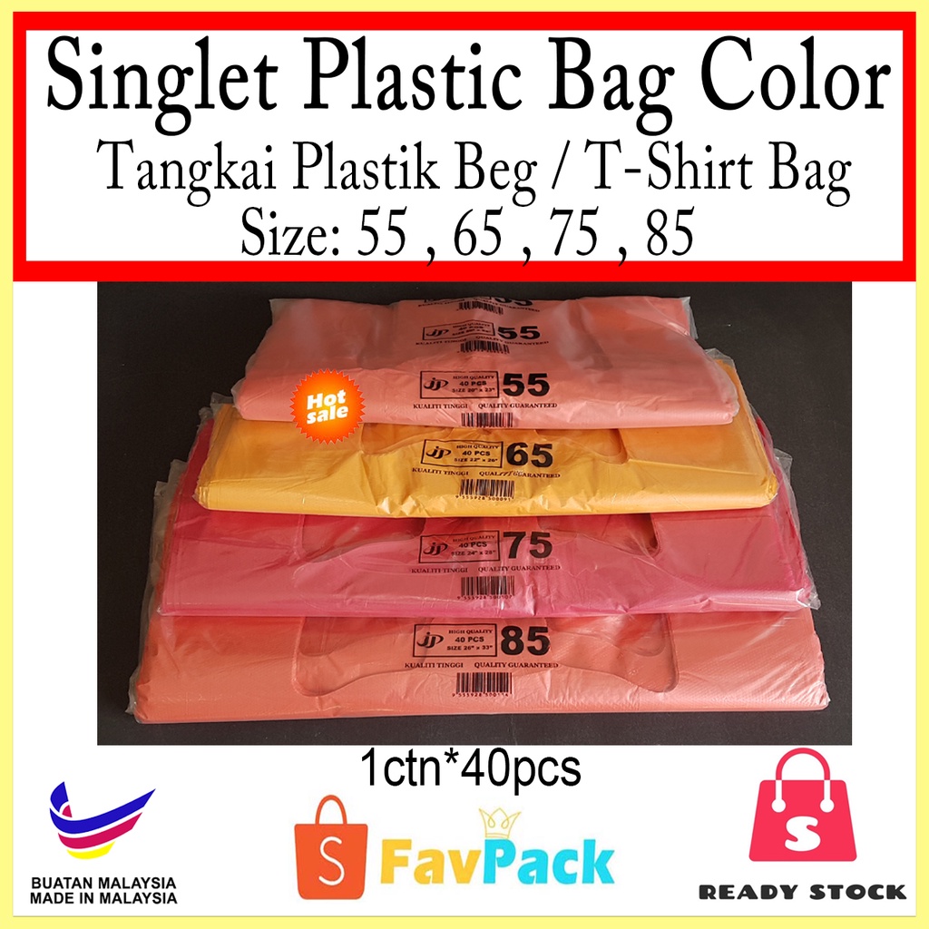 Singlet Plastic Bag - Color / Plastik Bag Tangkai / T-Shirt Bag, Size