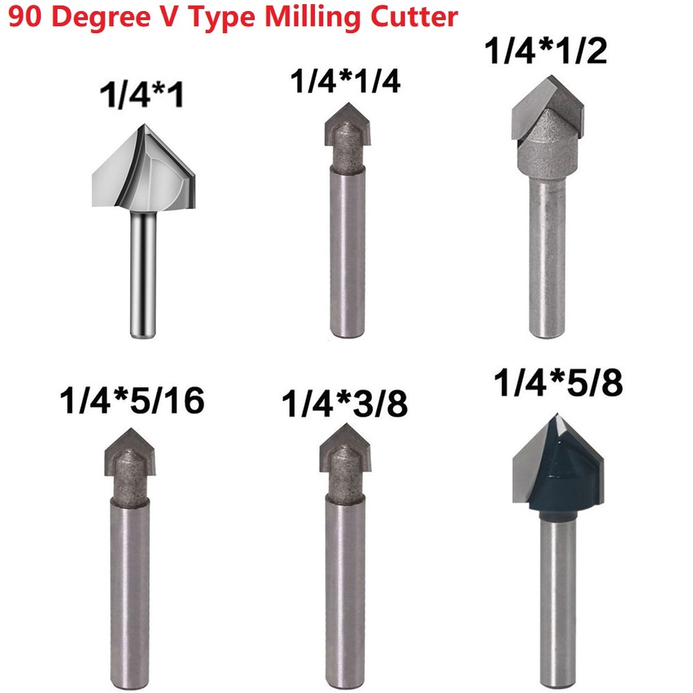 1PC 1/4 Inch Shank 90 Degree V Groove Router Bit Set CNC Engraving ...