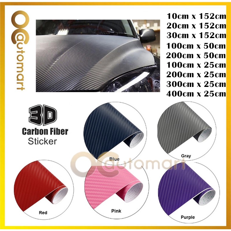 3D CARBON FIBER DECAL VINYL FILM WRAP ROLL ADHESIVE CAR STICKER SHEET ...
