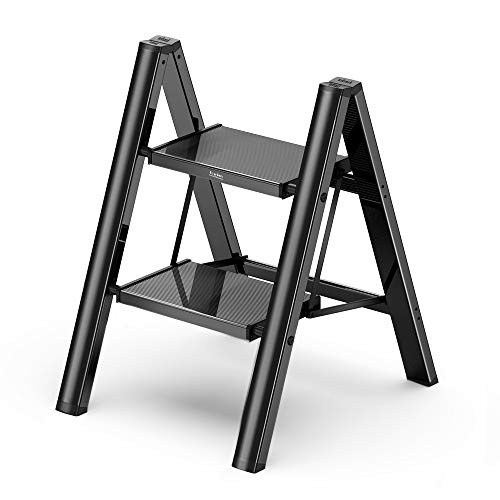 2 Step Ladder Folding Step Stool with Anti-Slip Feet and Wide Pedal ...