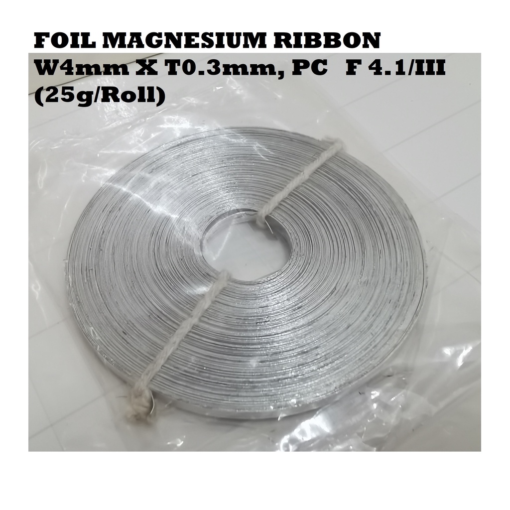 FOIL MAGNESIUM RIBBON W4mm X T0.3mm, PC F 4.1/III (25g/Roll) | Shopee ...