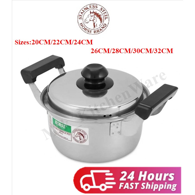 MLK Double Handle Cooking Pot Horse Brand Stainless Steel Wok Periuk ...