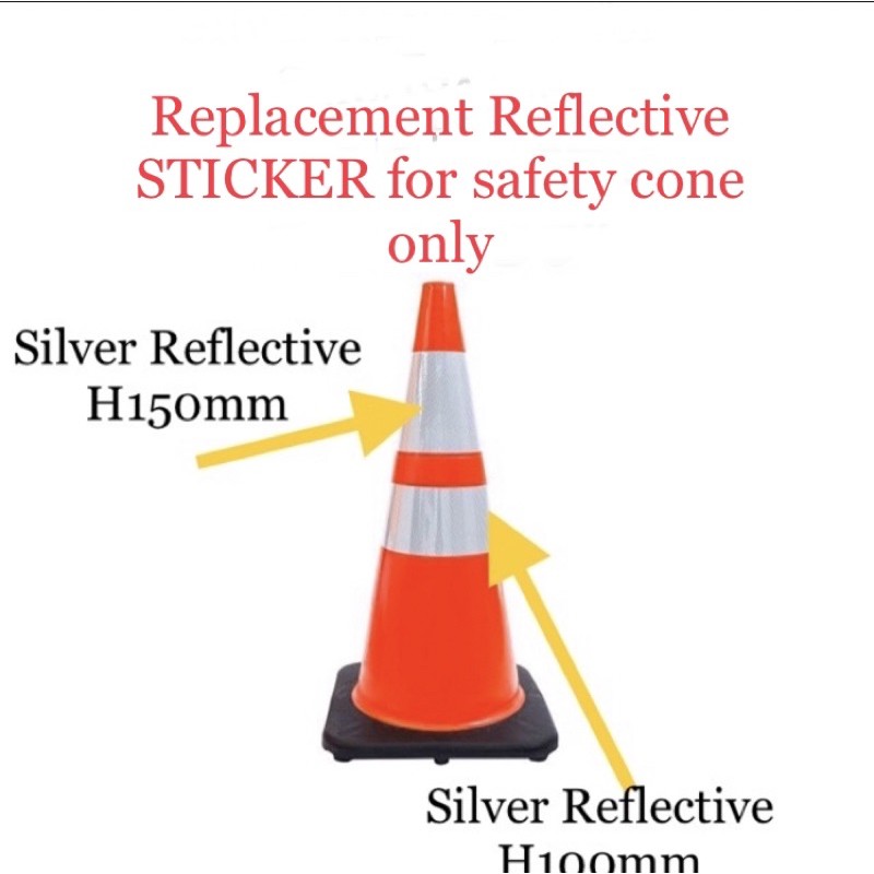 VSAFEMKT Safety Cone silver Reflective (STICKER ONLY) for any safety ...