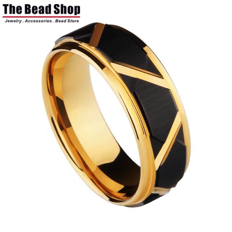 【READY STOCK】Premium 100% Real Triangle Cut Men Black Gold Tungsten ...