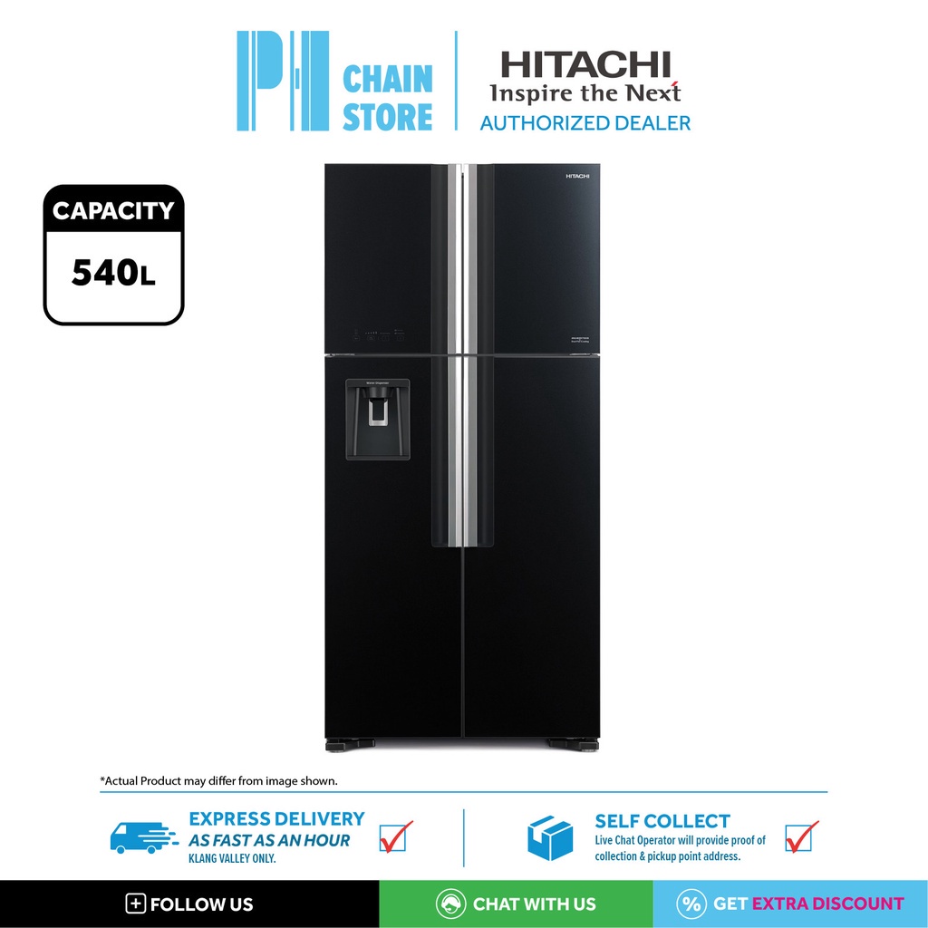 (DELIVERY FOR KL & SGR ONLY) HITACHI RW720P7M GBK 586L 4 GLASS DOORS