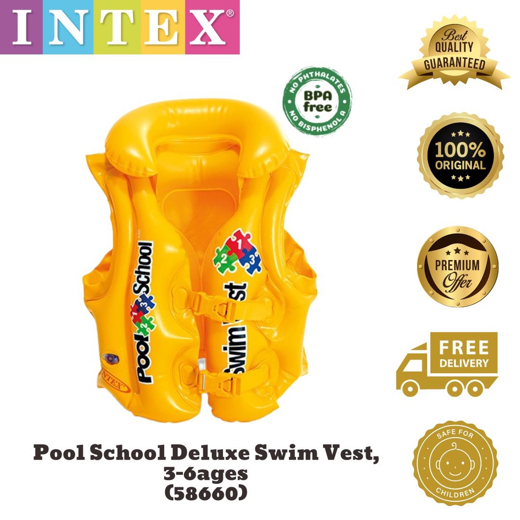 58660 INTEX Deluxe Swim Vest Toddler Life Jacket Baby Life Jacket