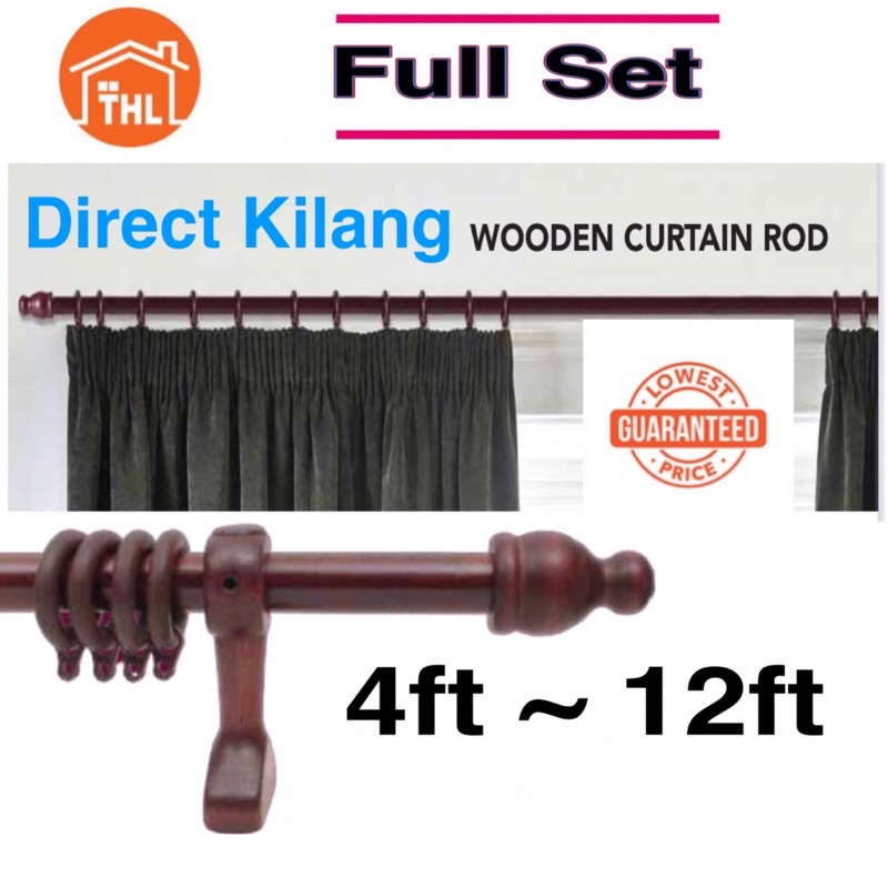 Wooden Curtain Rod 28mm Rosewood Rod langsir Kayu Curtain Railing