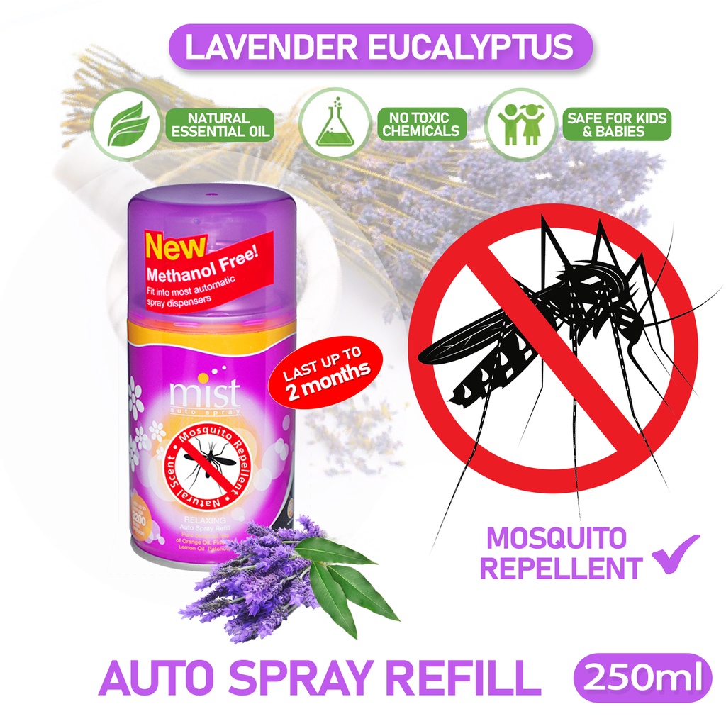Aerofume Automatic Dispenser Spray Perfume Refill Natural Mosquito Repellent Lavender