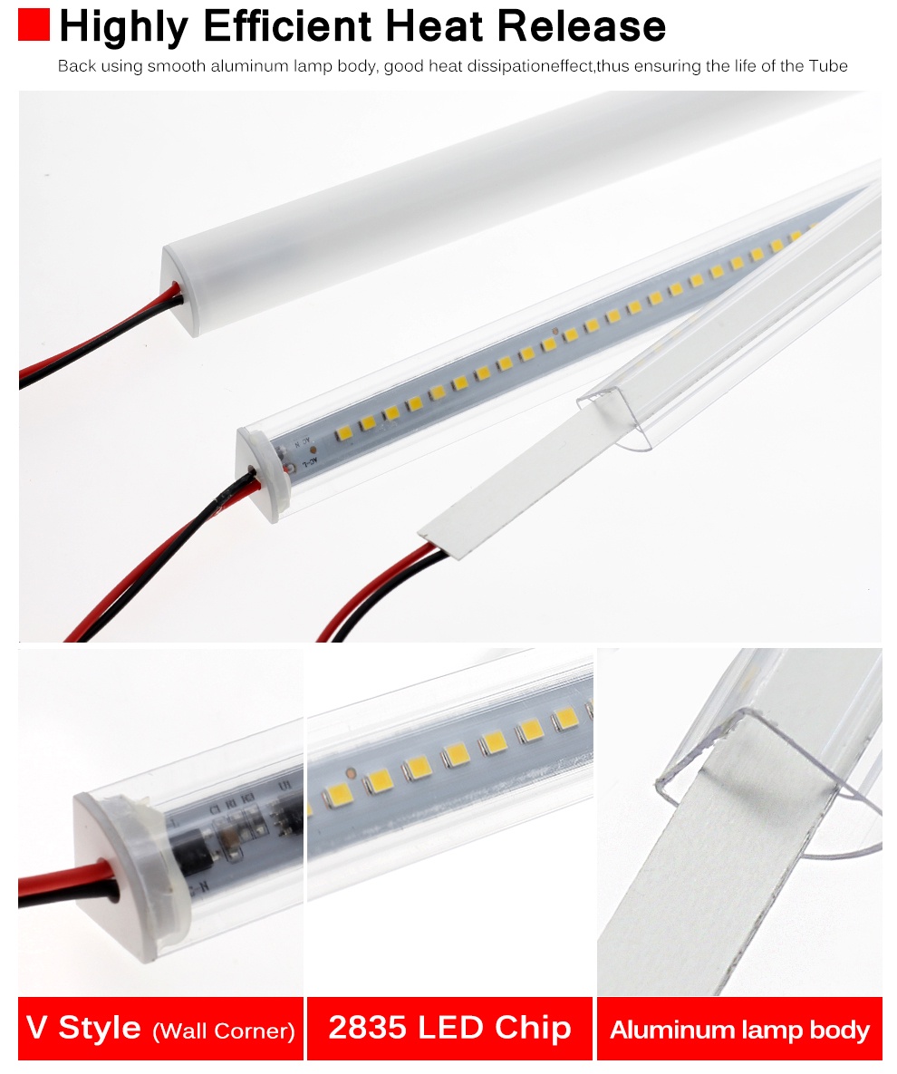 1-6 Pieces Set V Shape LED Strip Light 220V 8W 50cm 72LED Corner LED ...