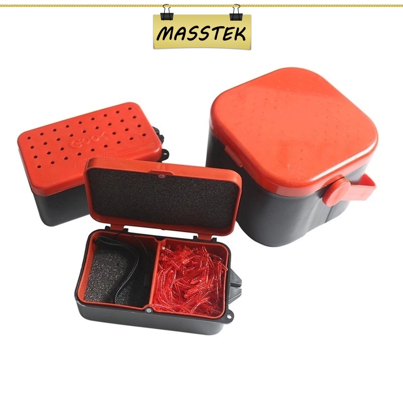 MASSTEK @Johor Fishing Tackle Boxes Red Worm Earthworm Box Fishing  Accessories Bait Box 11303