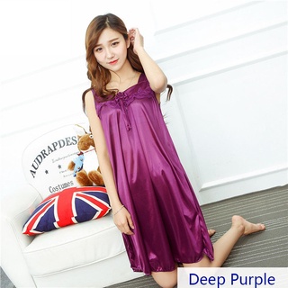 Ladies Summer Cool Ice Silk Satin Nightwear Sleeveless Sexy