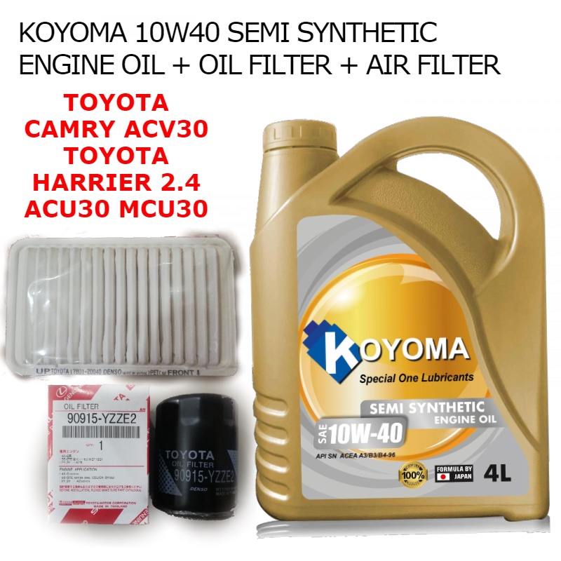 TOYOTA CAMRY ACV30, TOYOTA HARRIER 2.4 ACU30 MCU30 OIL FILTER + AIR