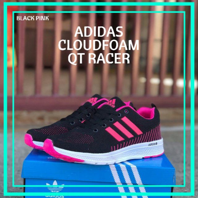 ADIDAS CLOUDFOAM QT RACER BLACK PINK WOMEN MEN SNEAKERS SPORTS SHOES Shopee Malaysia