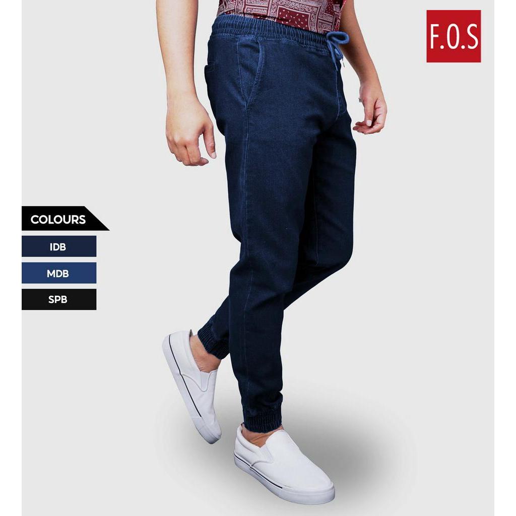 FOS x Navy & Navy Men's Denim Joggers Shopee Malaysia