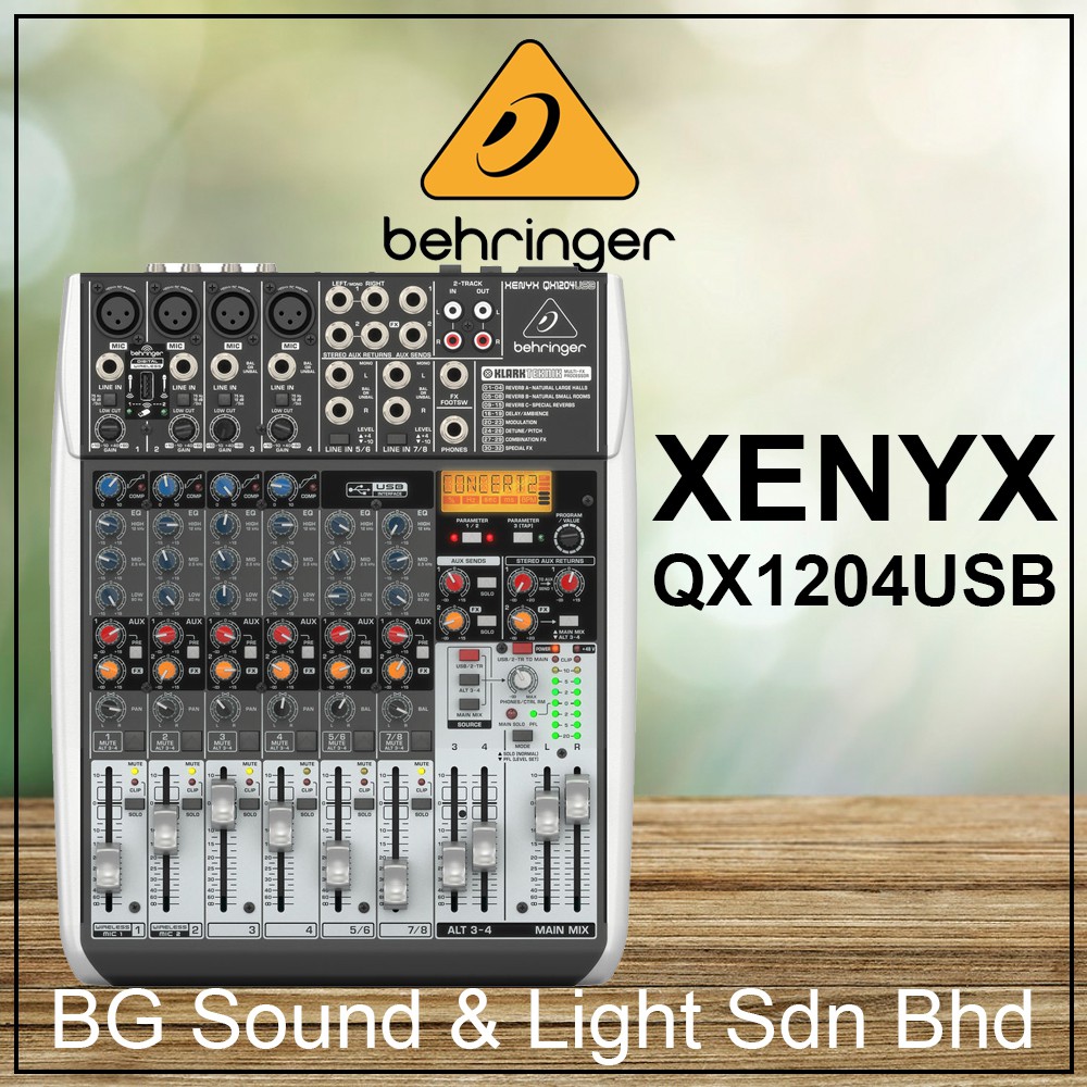 Behringer Xenyx QX1204USB Mixer - 12 Input, USB Interface, Built-in Effects, 3-Band EQ