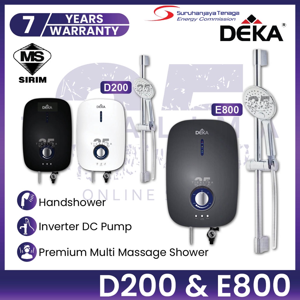 DEKA D200 / E800 Silent Inverter DC Pump Premium Multi Massage Instant Heat  Shower Heater Deka Instant Water Heater | Shopee Malaysia