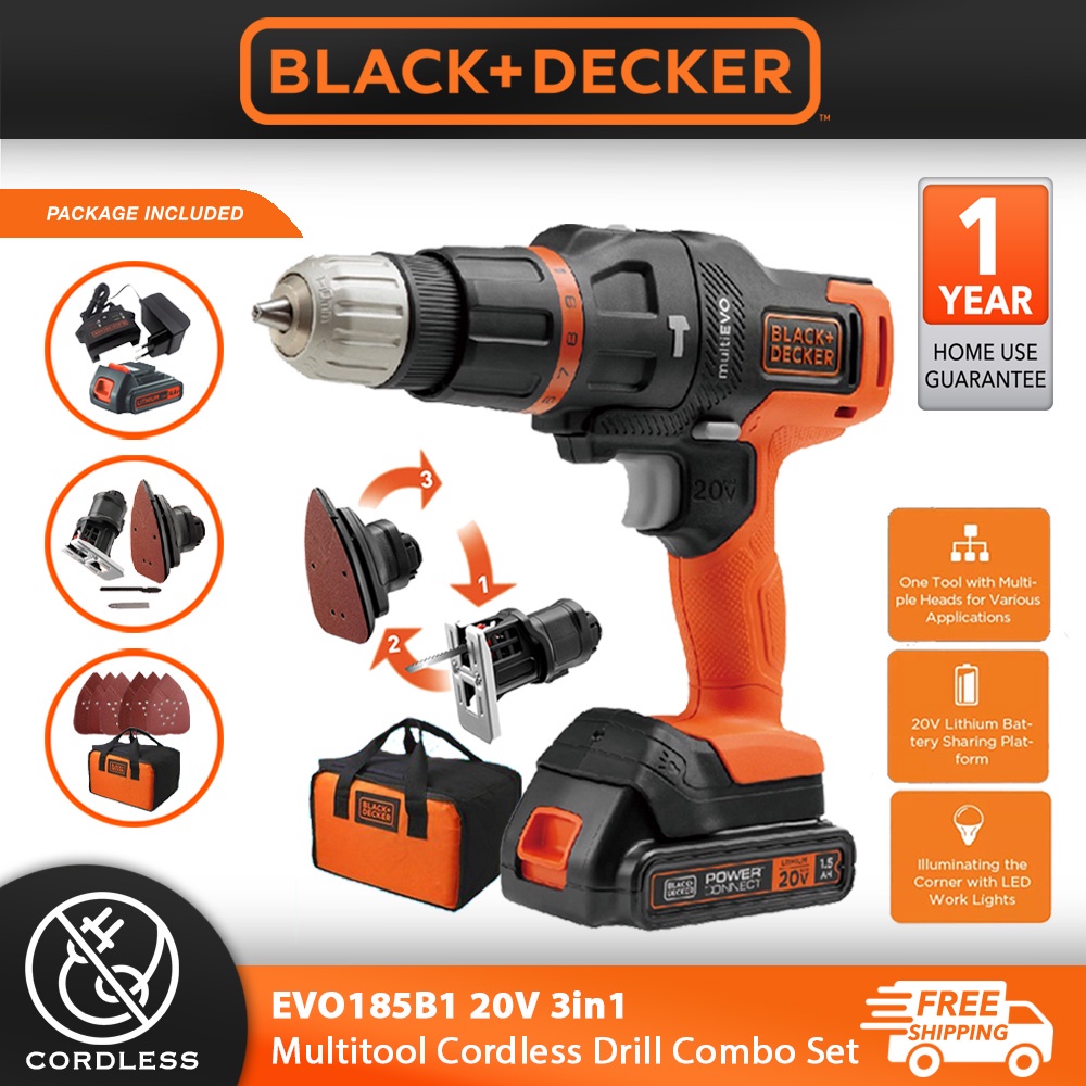 Black & Decker EVO185 20V Multi EVO with 3 Head Attachments