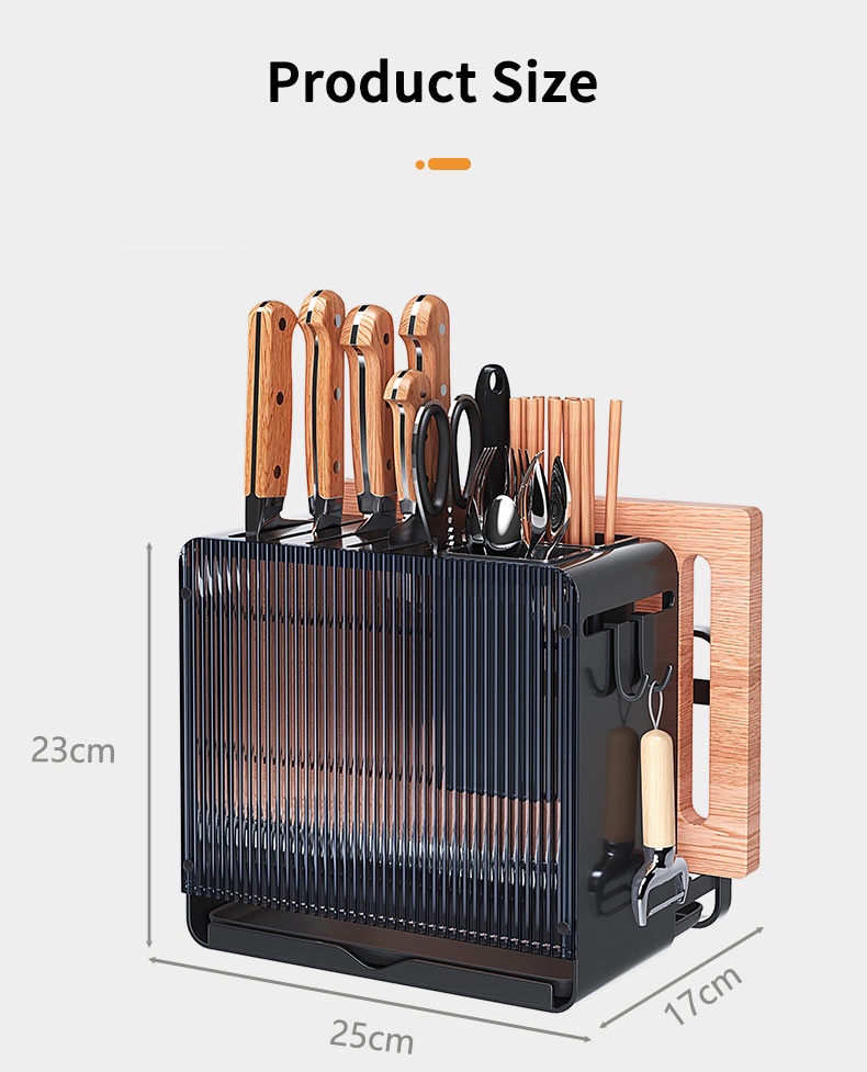 Kitchen Knife Rack Chopsticks Cutting Board Holder Rak Dapur Multi ...