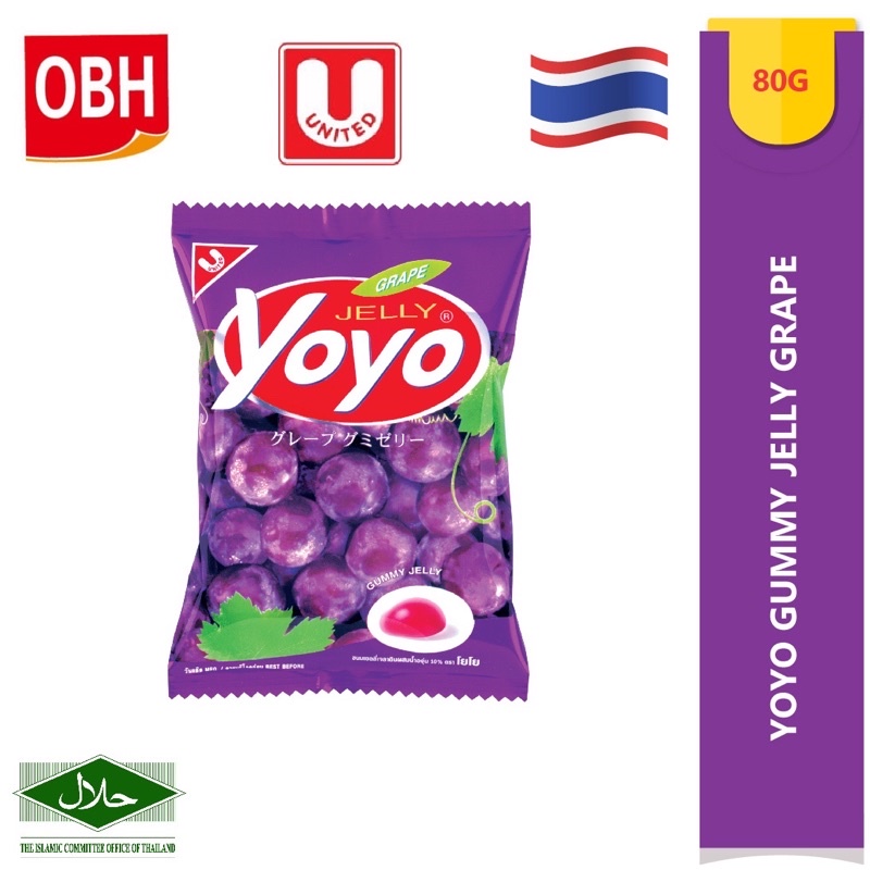 YOYO Gummy Jelly Grape/Assorted /Stawberry Flavour Thailand HALAL (80G) Shopee Malaysia