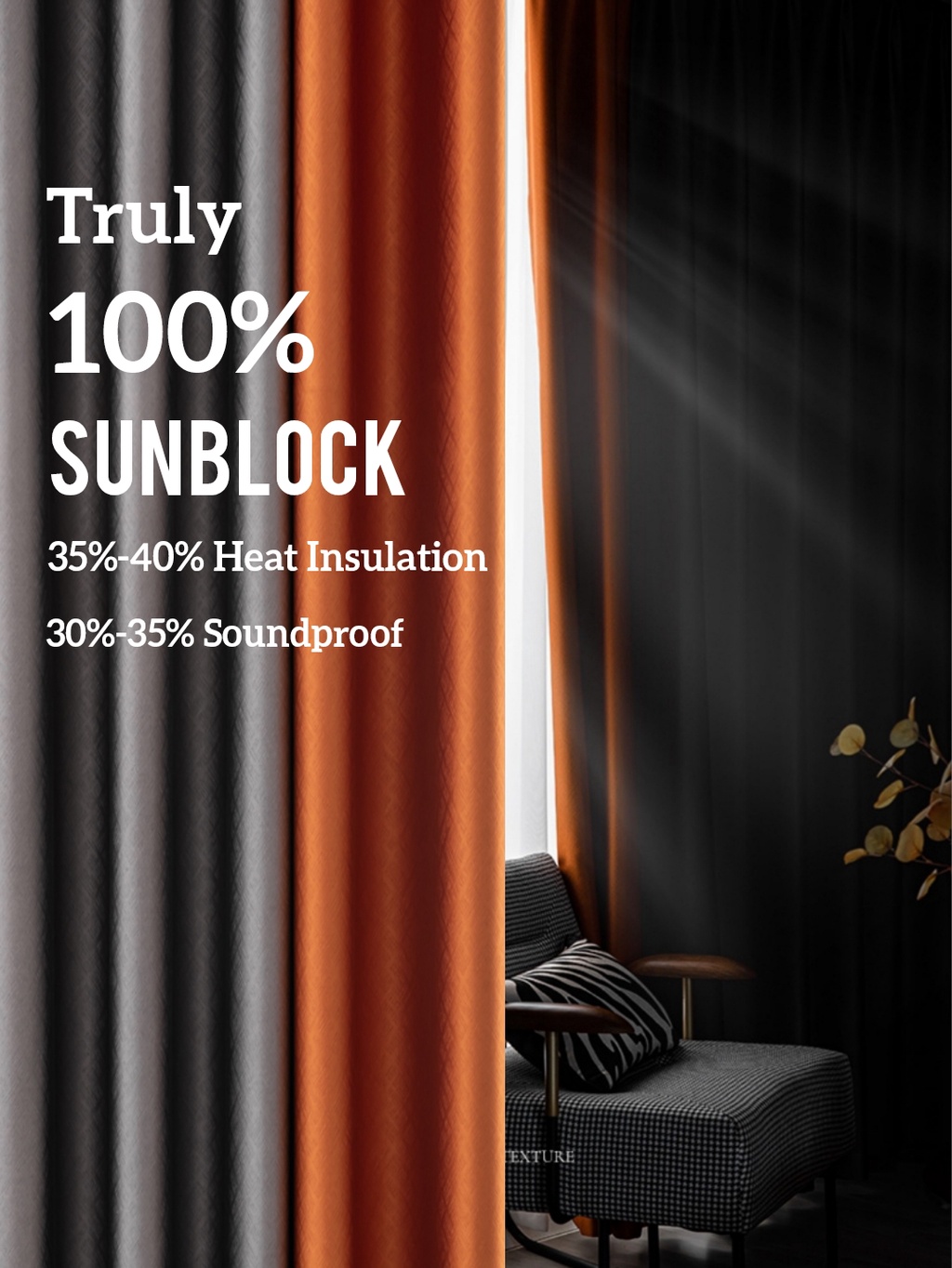 BlackPeacock {HOOK TYPE}Truly 100% Blackout Curtain/Langsir 100