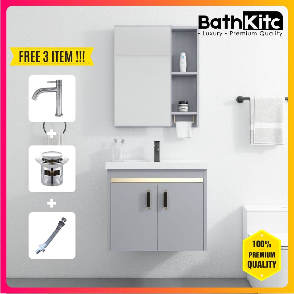 BATHKITC Bathroom Basin Cabinet Aluminium Basin Cabinet Wash Basin With ...