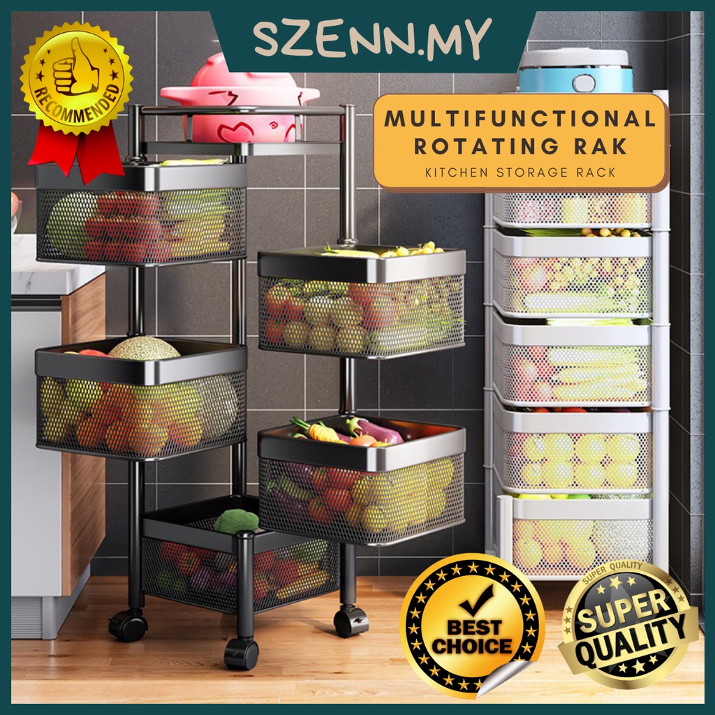 🔥READY STOCK🔥 Rak Dapur Kitchen Storage Rack Multifunctional Rotating ...