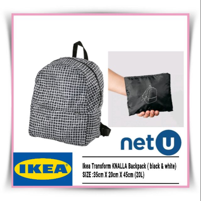 Ikea Transform KNALLA Backpack black white 35cmX20cmx45cm
