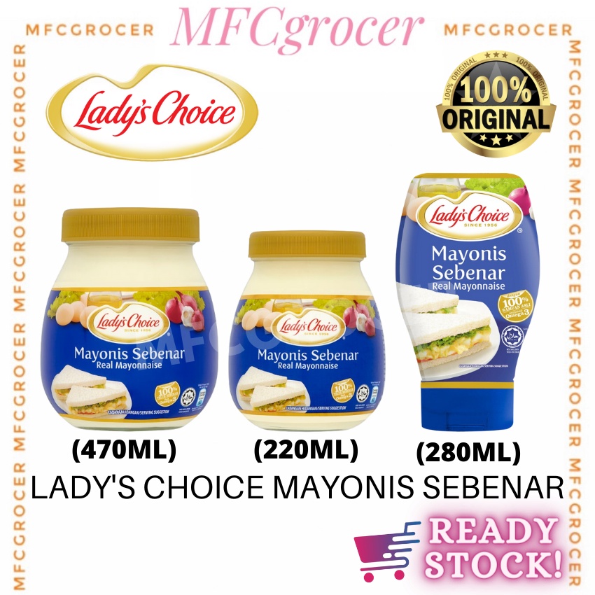 LADY'S CHOICE Mayonis Sebenar ( 205ml / 450ml / 280ml ) Real Mayonnaise ...