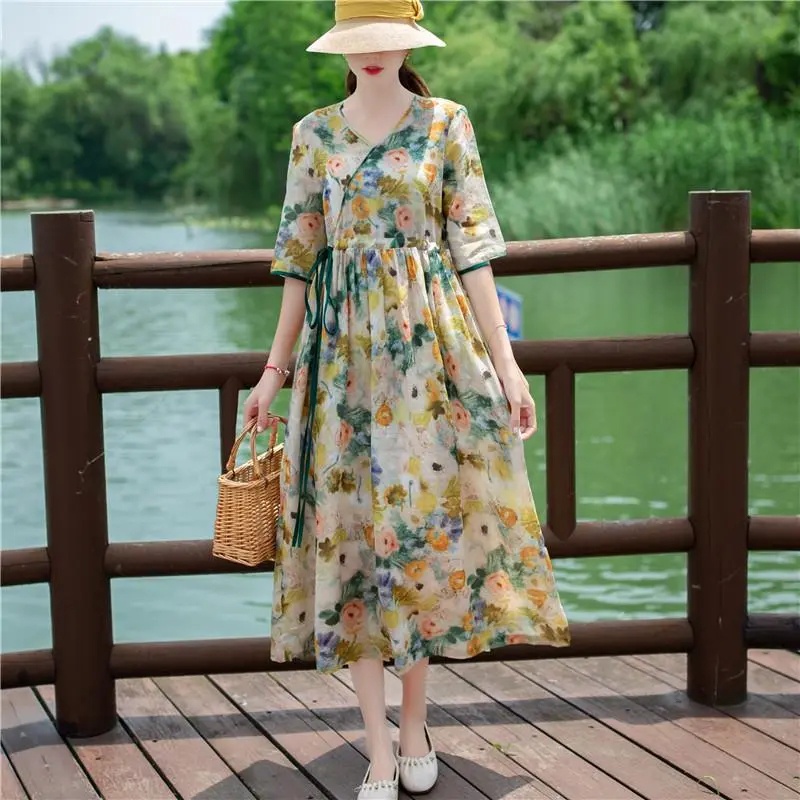 cotton-linen-dress-summer-new-style-floral-retro-plus-size-women-s