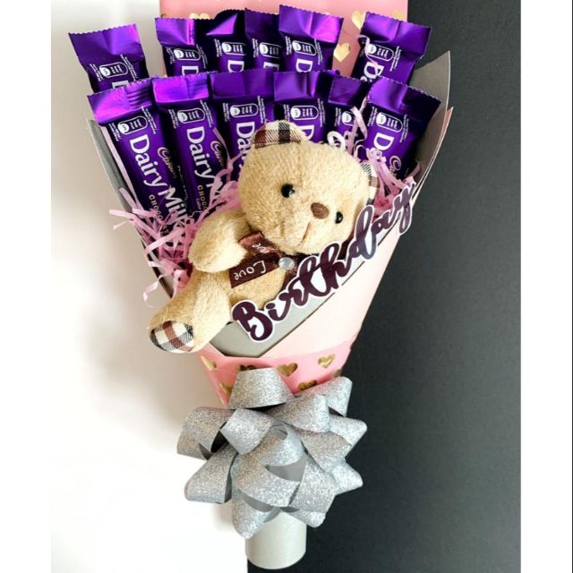 Chocolate and teddy bear hot sale bouquet