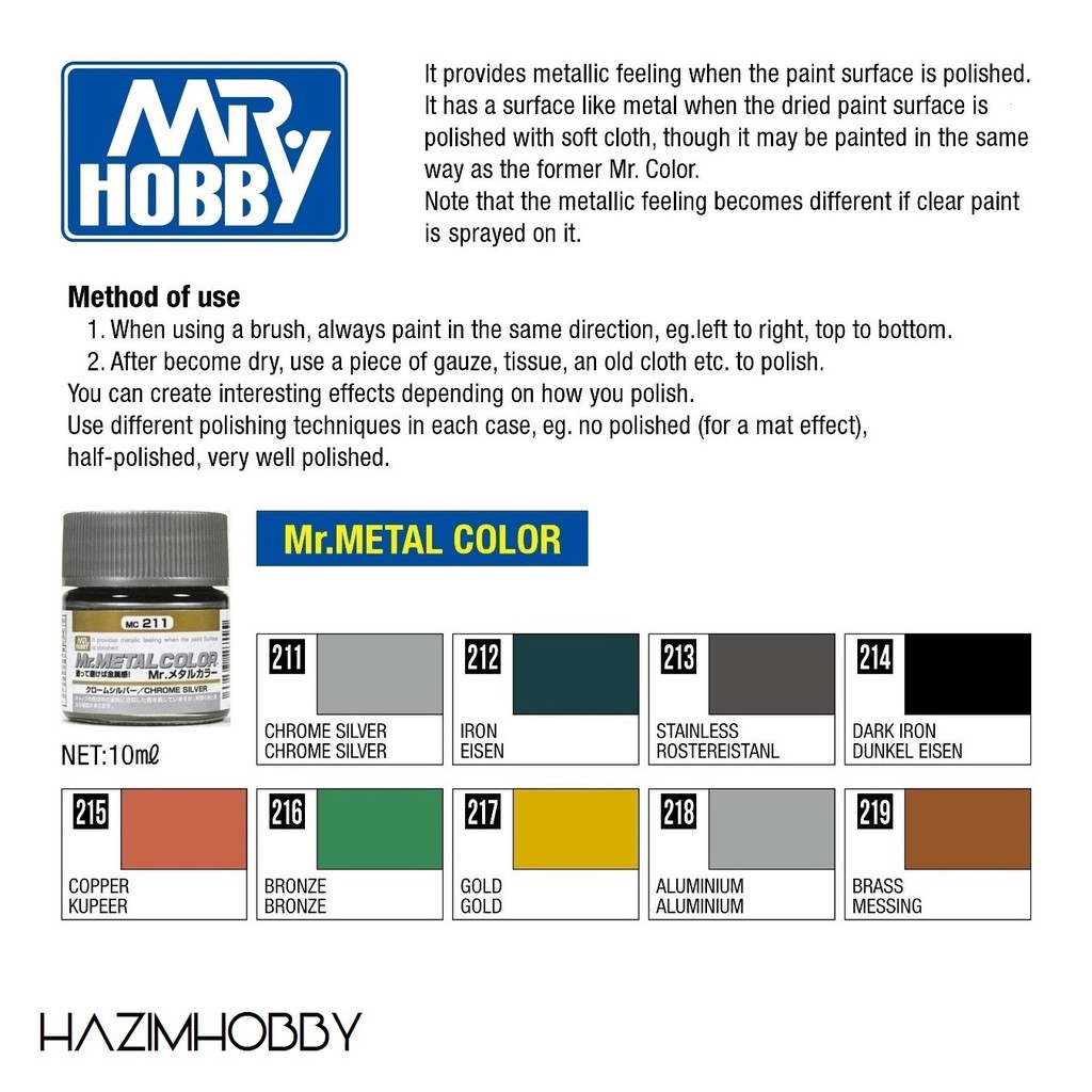 Mr Metal Color 10ml Mc211 Mc219 Mrhobby Mrcolor Shopee Malaysia