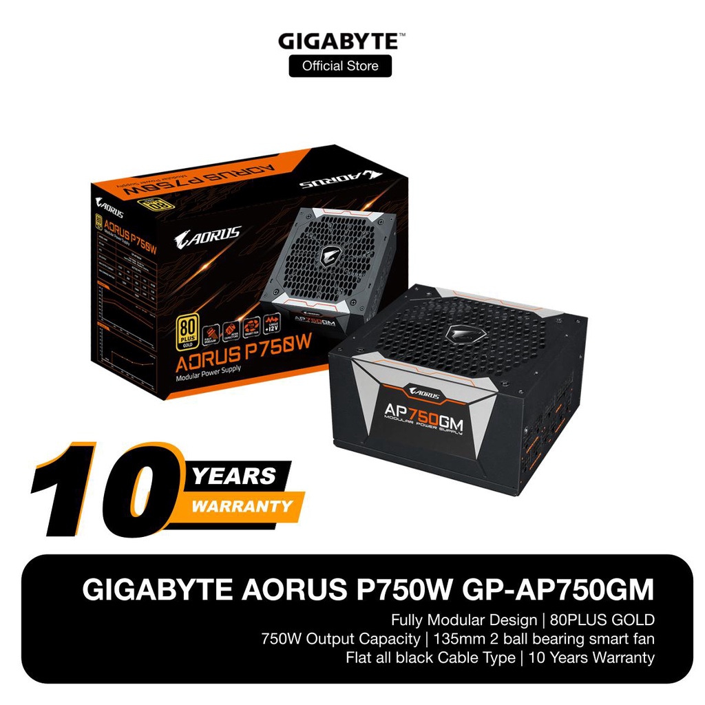 GIGABYTE Aorus P750W GP-AP750GM 80 Plus Gold Full Modular Power Supply ...