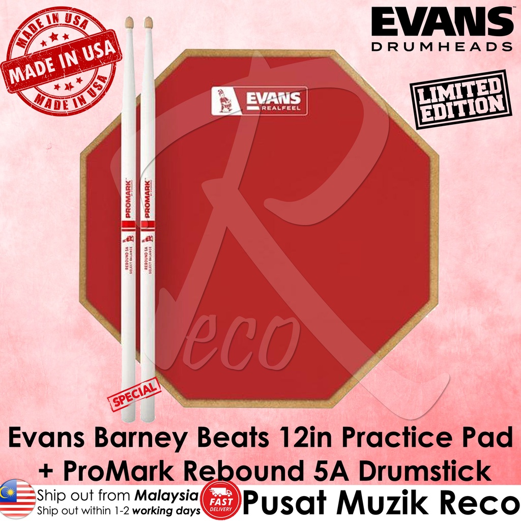 Evans Limited Edition Barney Beats 12in RealFeel Drum Practice Pad