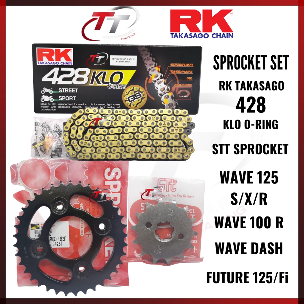 HONDA WAVE FUTURE ALPHA DASH RK JAPAN 428 KLO ORING CHAIN RANTAI GOLD ...