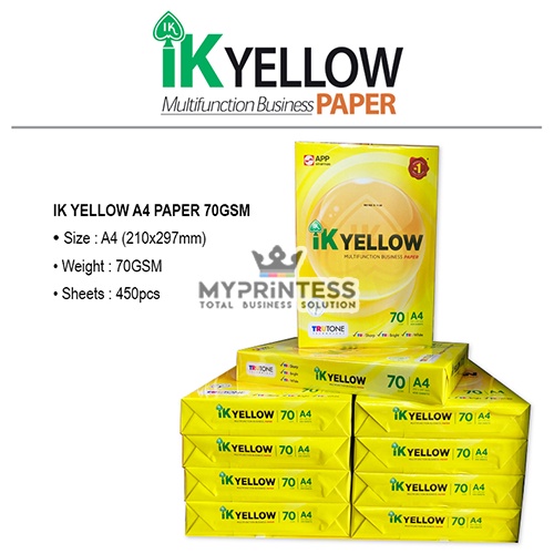 MYPRINTESS A4 ( 210 x 297MM ) - IK YELLOW MULTIFUNCTION BUSINESS PAPER ...