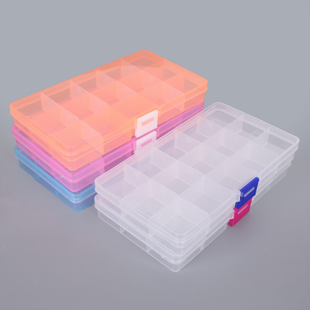 Plastic Jewelry Box Compartment Slot Organizer Storage Beads