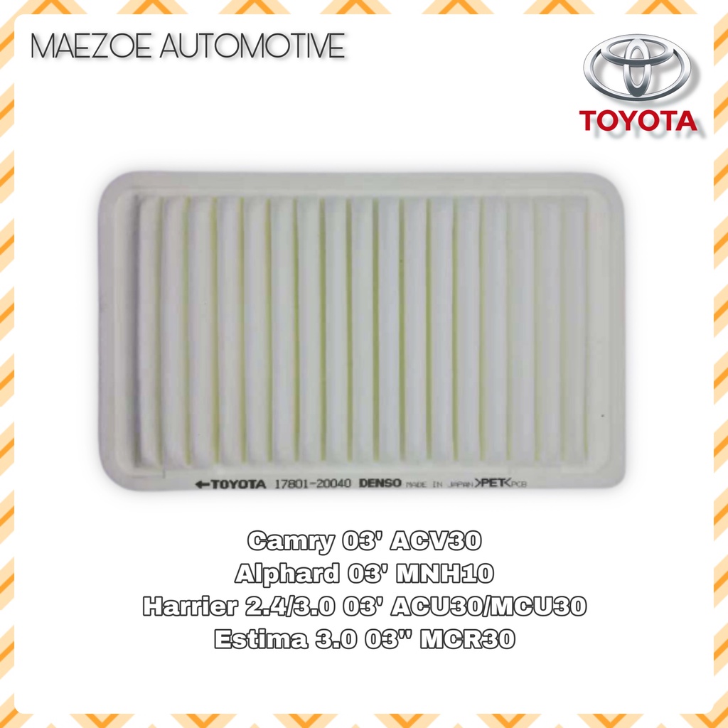 Toyota Camry ACV30 Harrier ACU30 Air Filter 1780120040 Shopee Malaysia