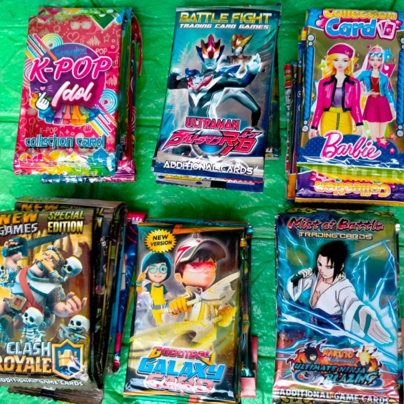 12 Sachets TRADING CARD GAME BOBOIBOY NARUTO BORUTO CARD ML FF LOL BT21
