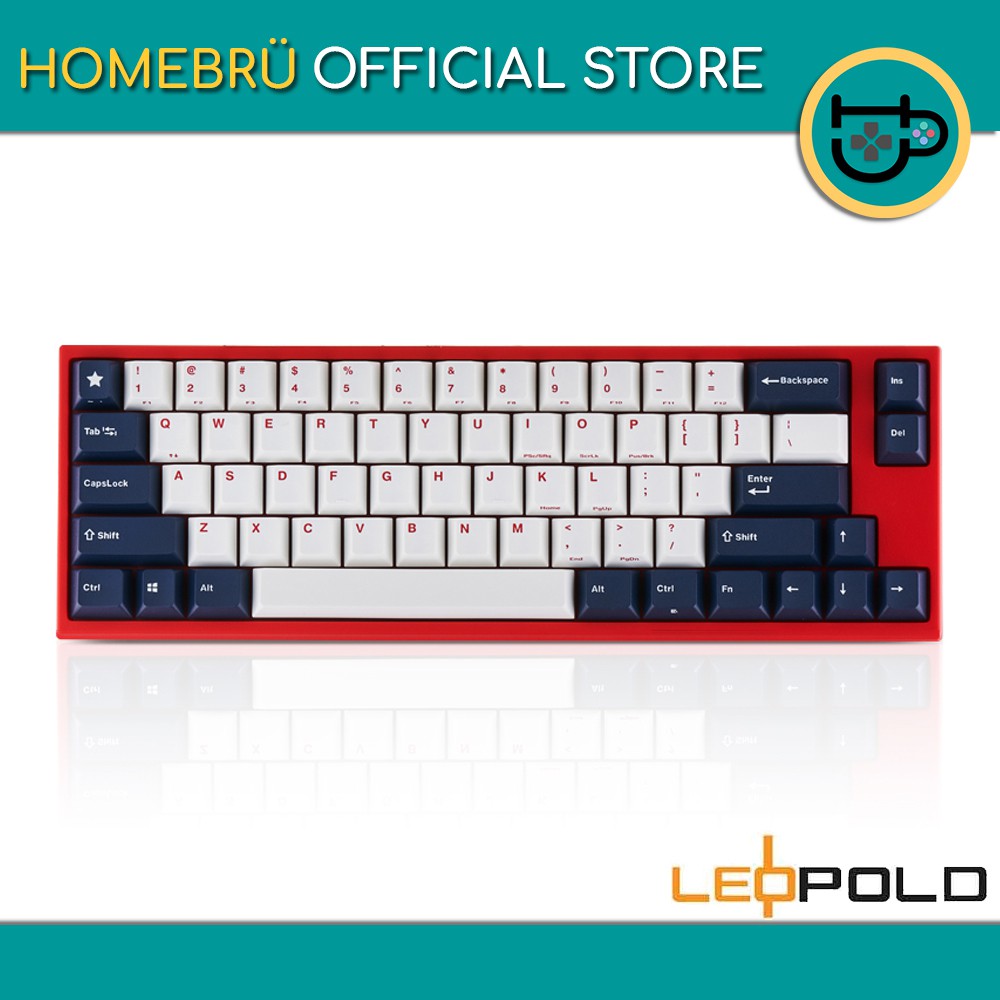 LEOPOLD FC660M PD White Blue Star (Red Case) | Mini keyboard 66 keys ...