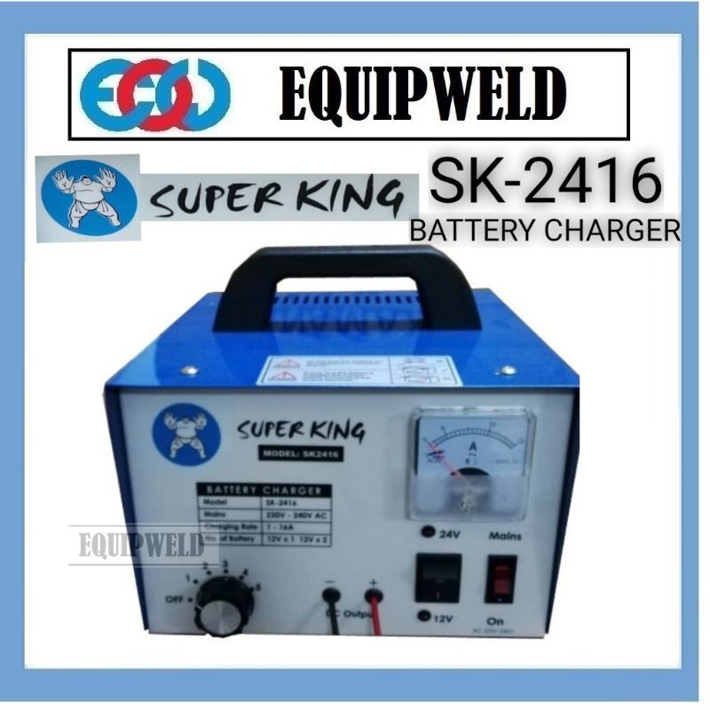 SUPER KING SK2416 TRANSFORMER CAR BATTERY CHARGER 16A 6V 12V 24V