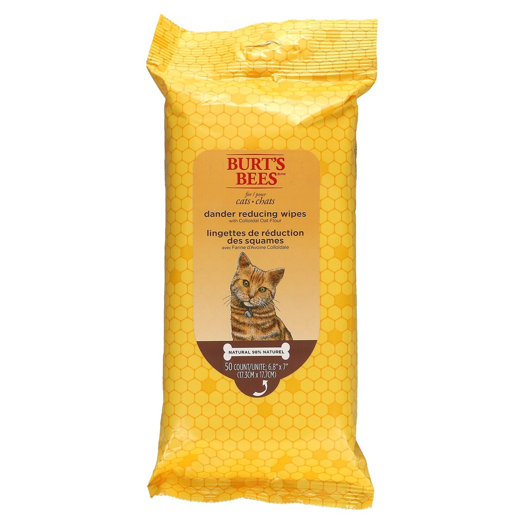 Burt's Bees Dander Reducing Wipes for Cats with Colloidal Oat Flour