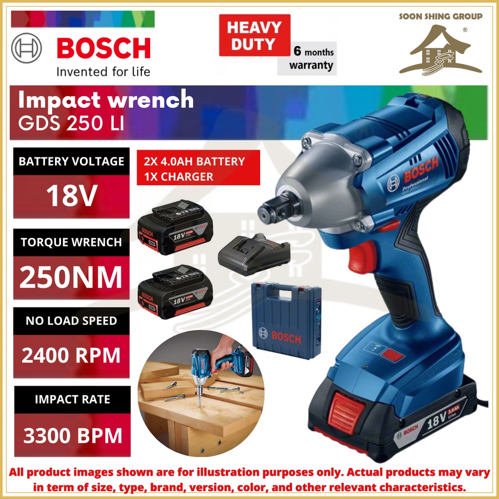 Bosch Gds 250 Li Cordless Impact Wrench Brushless Wrench Screwdriver